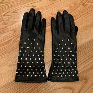 EUC Silver Studded Leather Gloves